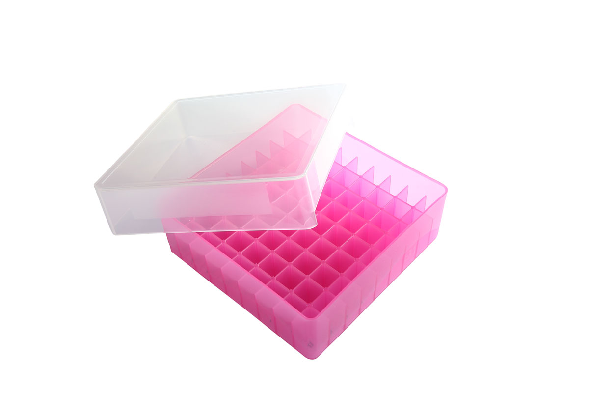81-Well Tube Storage Box, Pink 