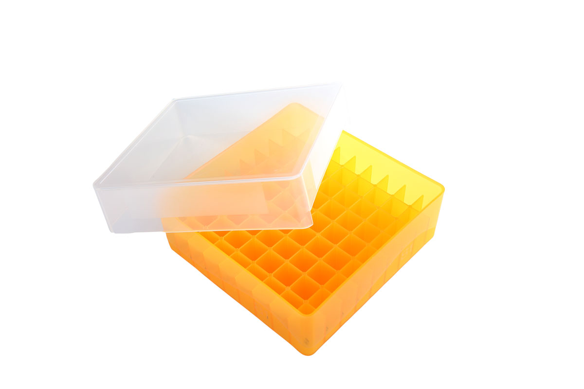 81-Well Tube Storage Box, Orange 