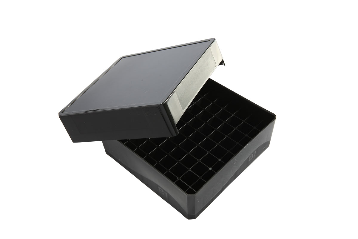 81-Well Tube Storage Box, Black 