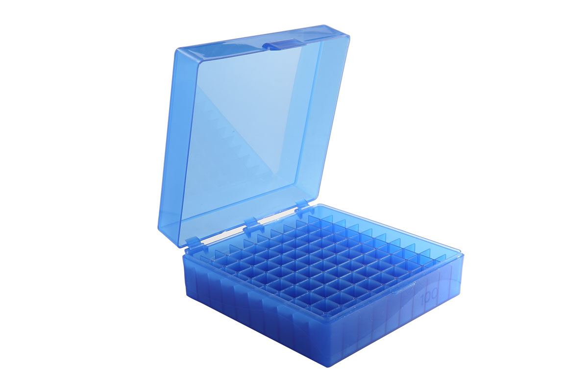 100 Well Tube Storage Box, Blue