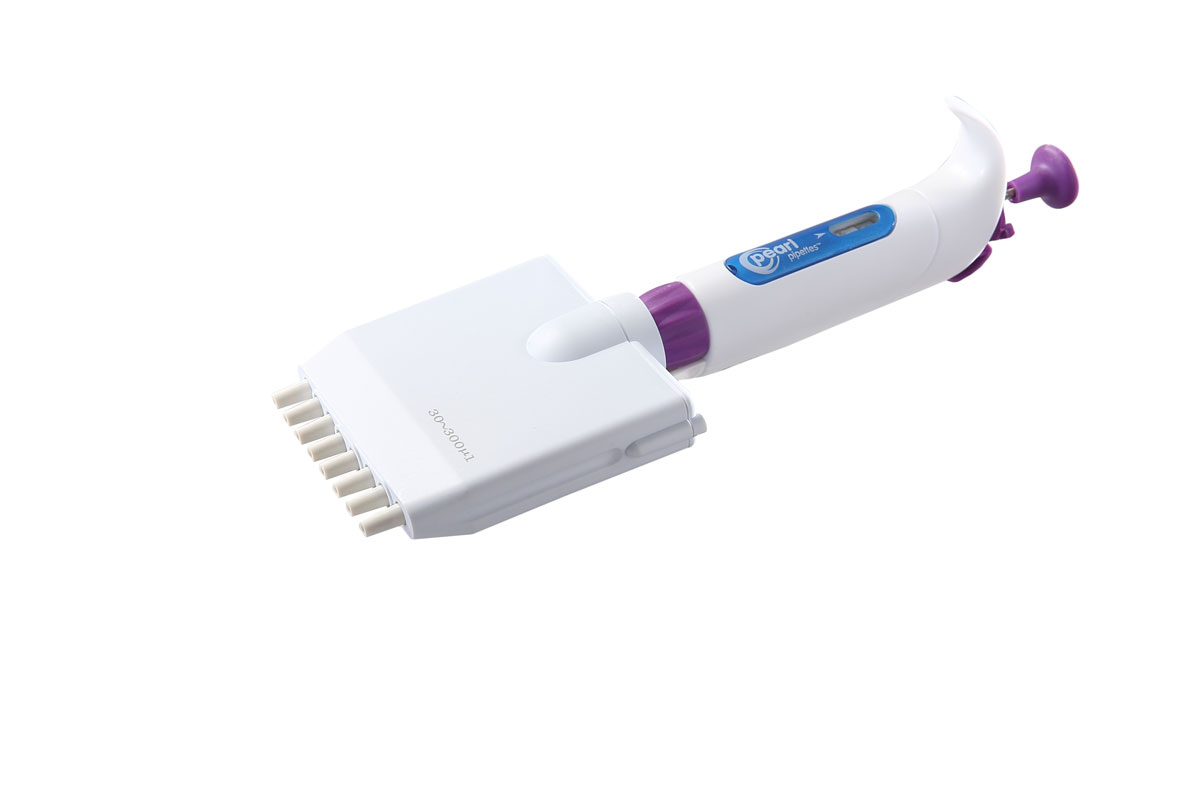 Adjustable Micro Pipette 8 Channel, 30-300ul, White/Purple