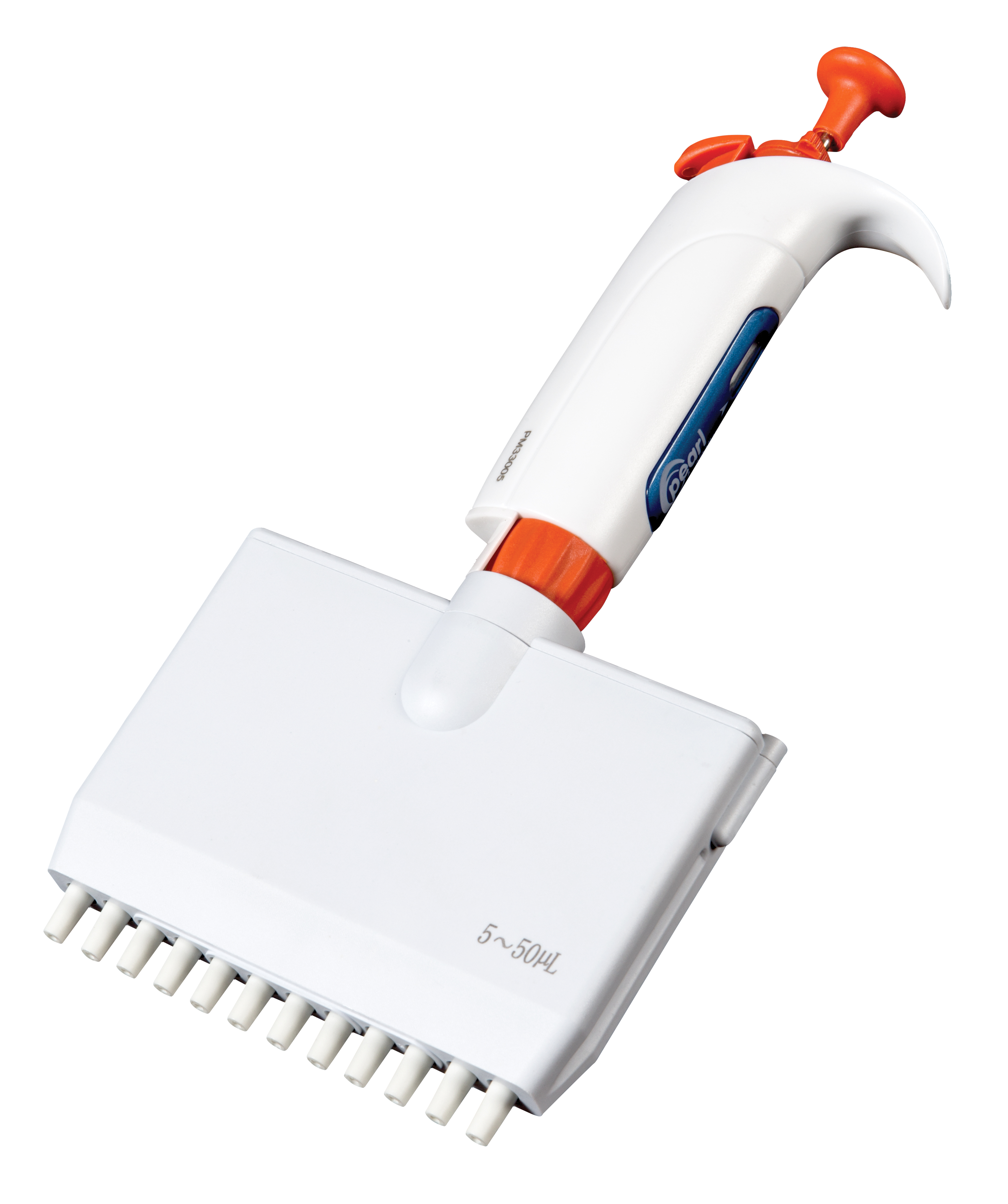 Adjustable Micro Pipette 12 Channel, 5-50ul, White/Orange