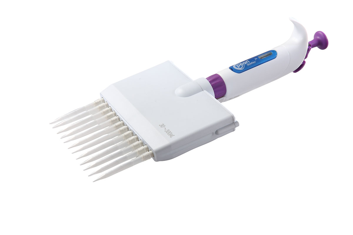 Adjustable Micro Pipette 12 Channel, 30-300ul, White/Purple