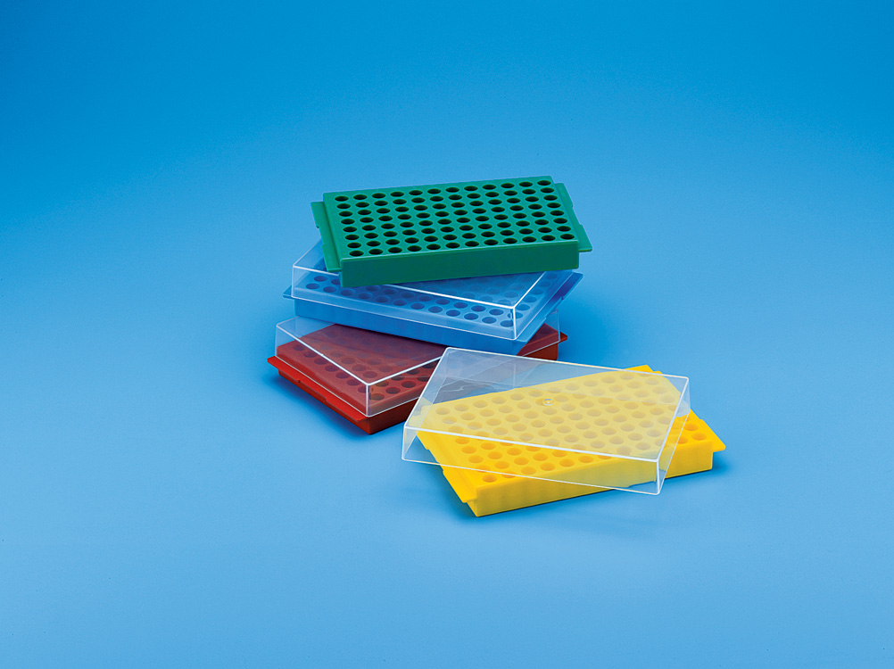 96 well reversibele rack with cover for microtube Yellow-PP-