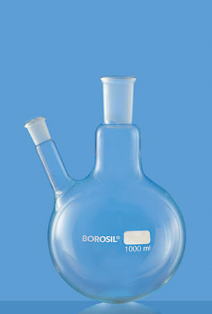 ROUND BOTTOM FLASK 2 Necks, Angular
