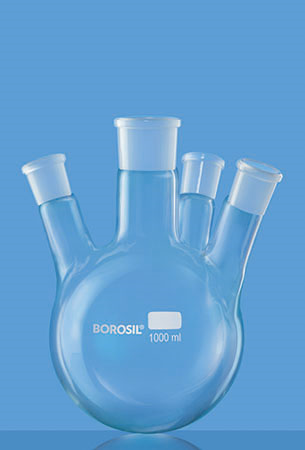 ROUND BOTTOM FLASK 4 Necks, Angular