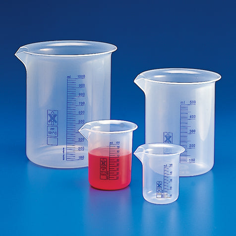 Griffin Style Polypropylene (PP) Beakers Printed Graduations