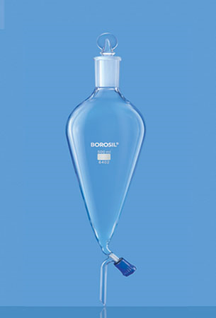 SEPARATING FUNNEL, PEAR SHAPE With Boroflo