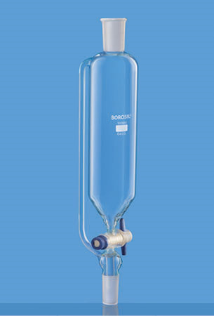 PRESSURE EQUILISING CYLINDRICAL FUNNEL With PTFE Stopcock