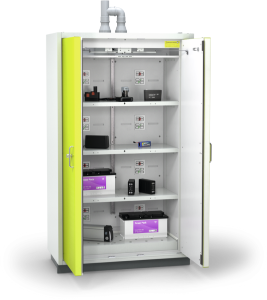 Lithium ion Battery Storage Cabinet, Model XL Classic Standard , Battery Line, Wing Door Technology,1 Storage Area