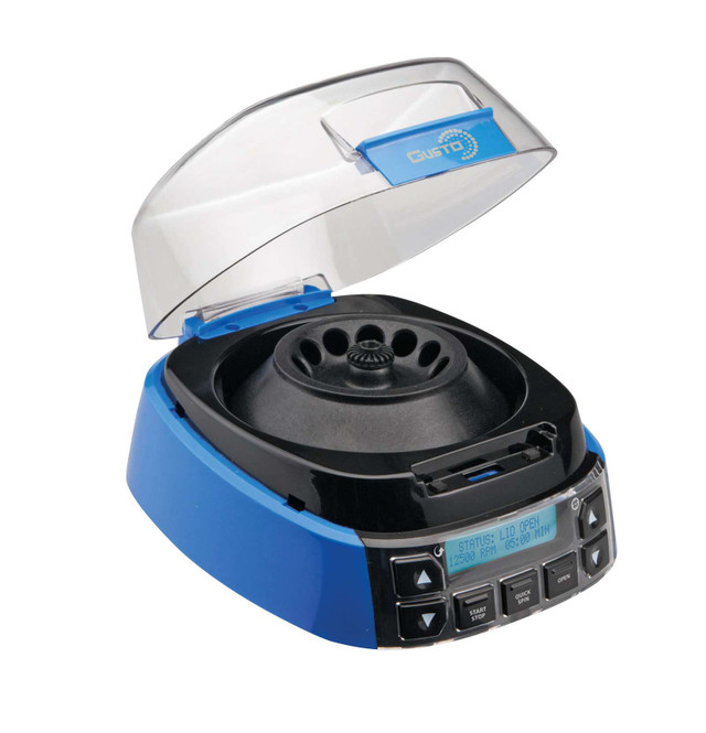 GUSTO® HIGH-SPEED MINI CENTRIFUGE, Universal Plug, Blue 