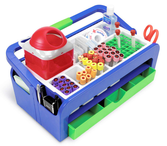PHLEBOTOMY COLLECTION TRAY, Blue/Green