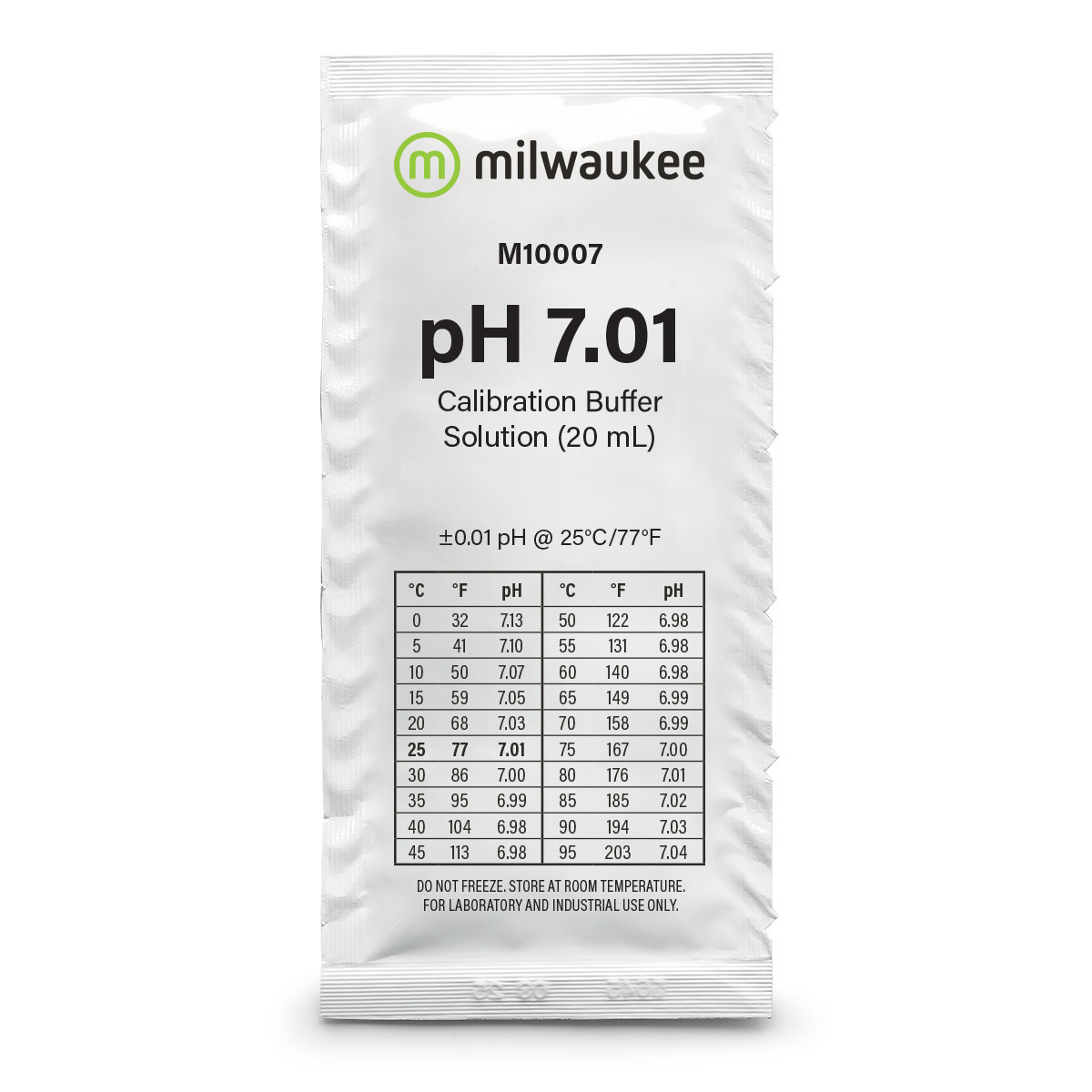 NEW! Milwaukee M10007B-500 pH 7.01 Calibration Solution Sachets (500 pcs.) 20 mL each
