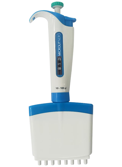 NERO Eight Channel Micropipette with Unical® & µAir® Technology, Variable Volume, Fully Autoclavable, 2-20 μl
