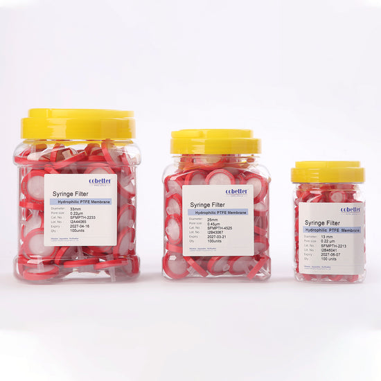 Red Hydrophilic PTFE Syringe Filters Non-sterile