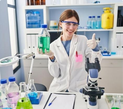 Laboratory professional with equipment